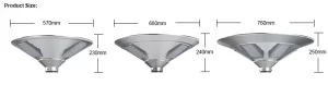 Size details for 20-50W Solar Garden Lights